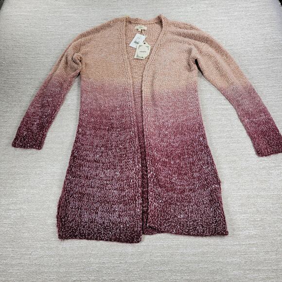 Entro Vilma Ombre Longline Open Cardigan Sweater Medium NWT Wine Blush Knit - Picture 3 of 16